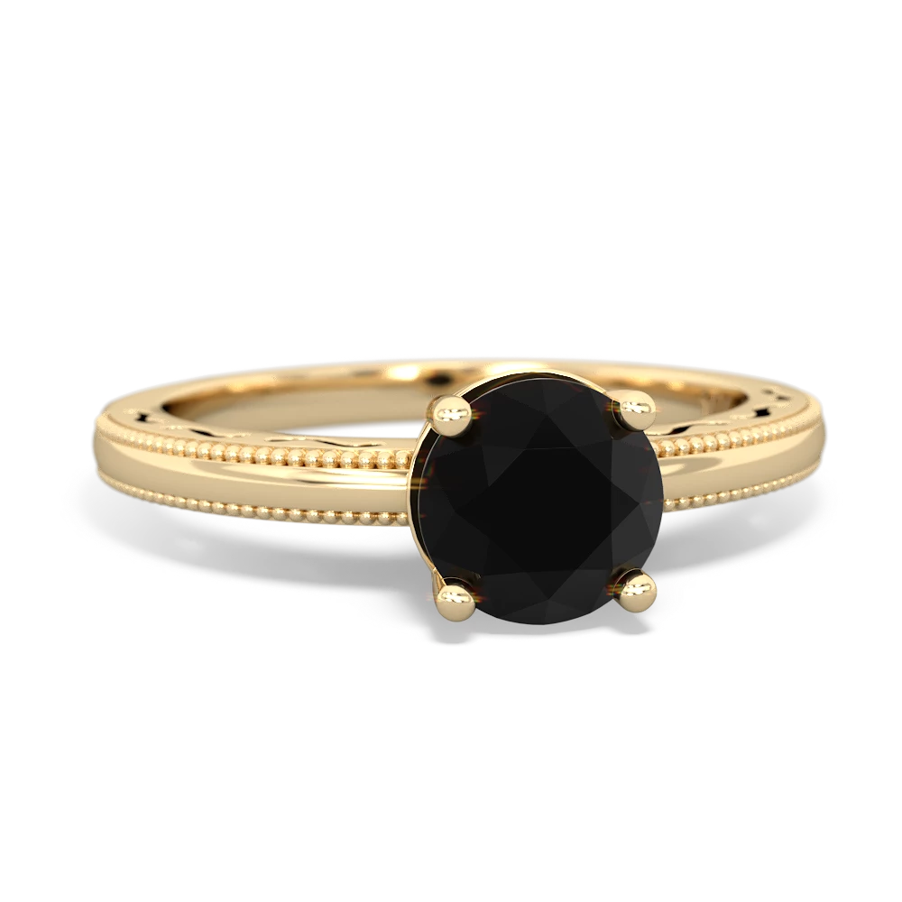 Onyx Milgrain Filigree 14K Yellow Gold ring R5090