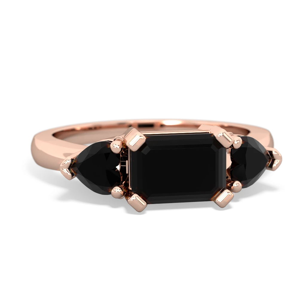 Onyx Three Stone 14K Rose Gold ring R5235