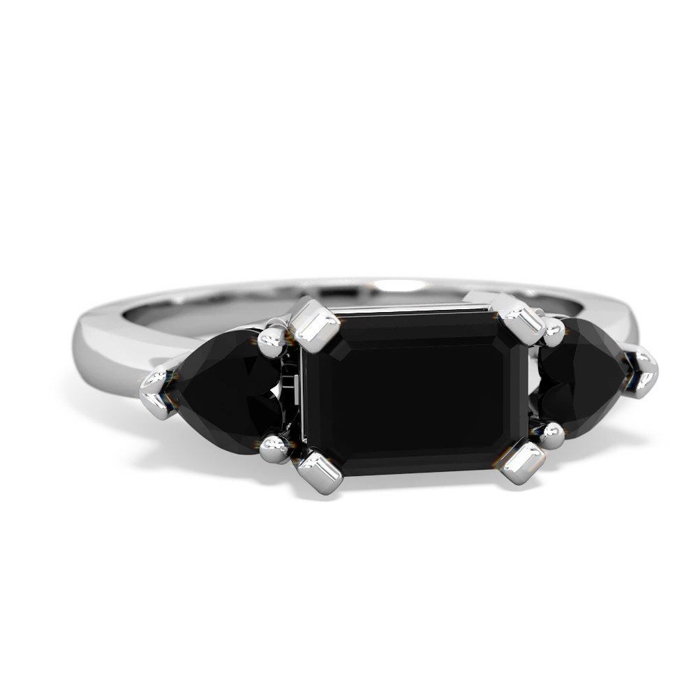 Onyx Three Stone 14K White Gold ring R5235