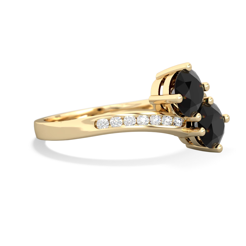 Onyx Channel Set Two Stone 14K Yellow Gold ring R5303