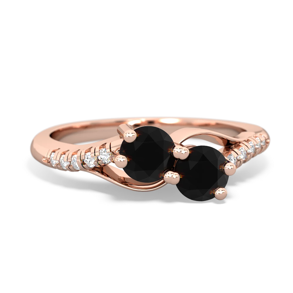 Onyx Infinity Pave Two Stone 14K Rose Gold ring R5285