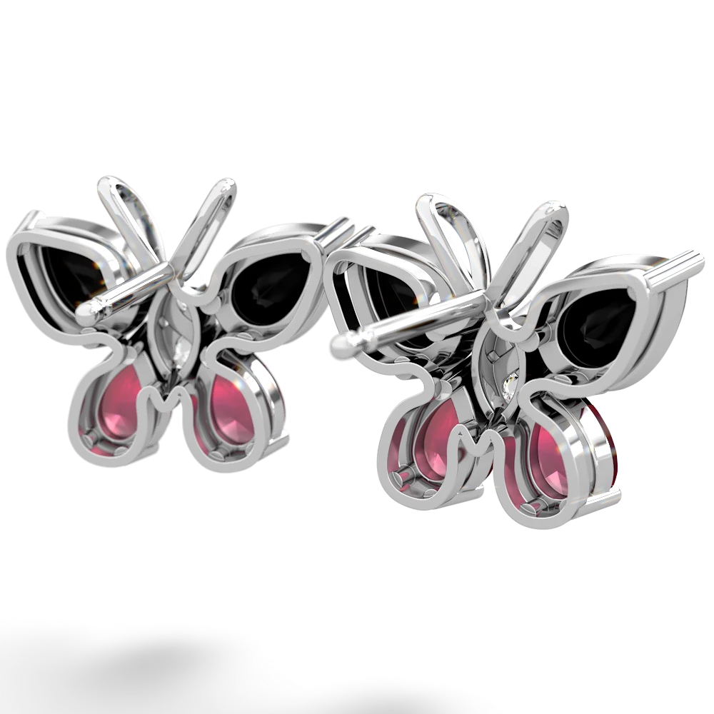 Onyx Butterfly 14K White Gold earrings E2215