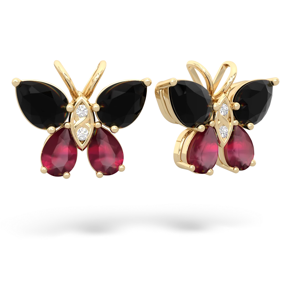 Onyx Butterfly 14K Yellow Gold earrings E2215