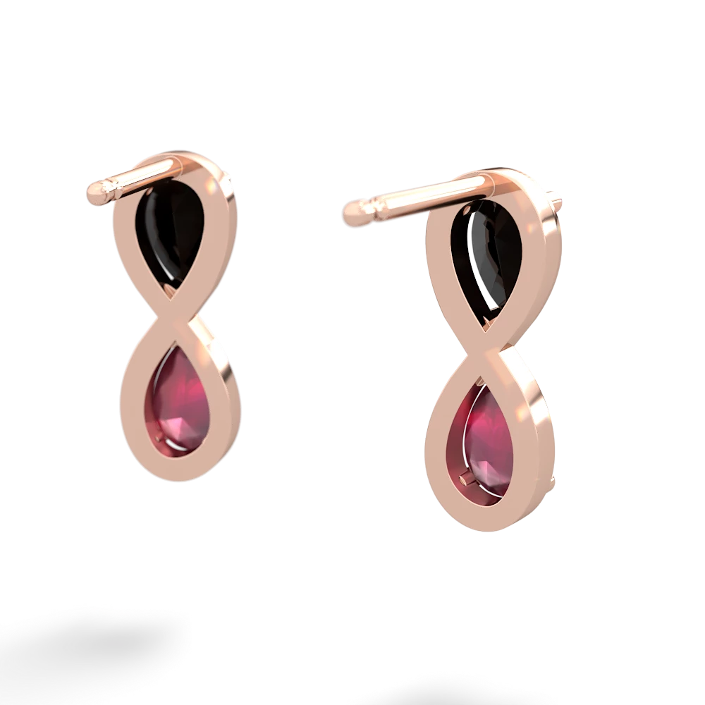 Onyx Infinity 14K Rose Gold earrings E5050