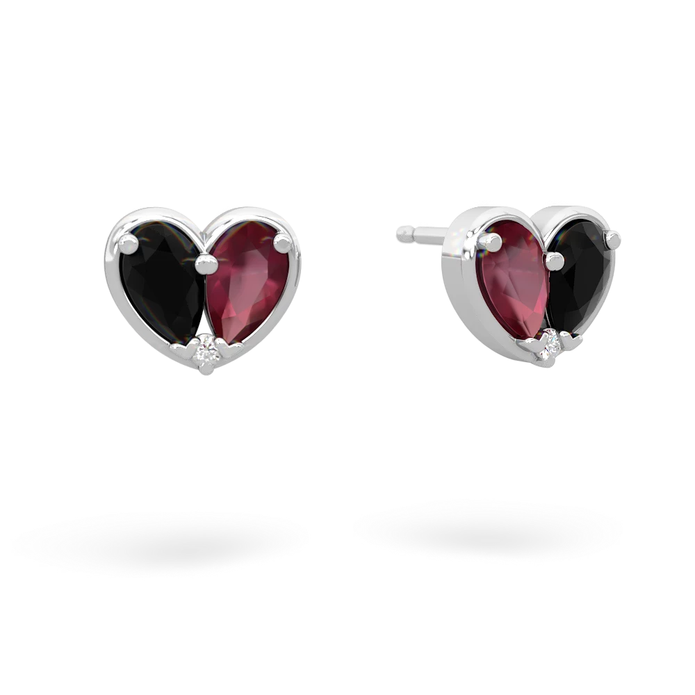 Onyx 'Our Heart' 14K White Gold earrings E5072