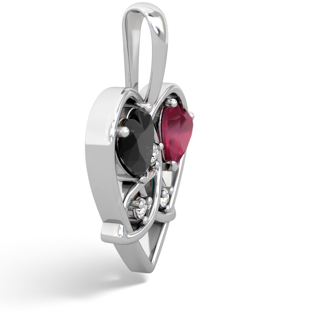 Onyx Celtic Trinity Heart 14K White Gold pendant P5331
