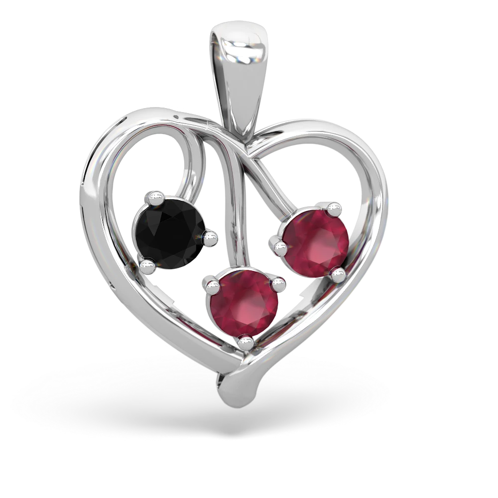 Onyx Glowing Heart 14K White Gold pendant P2233