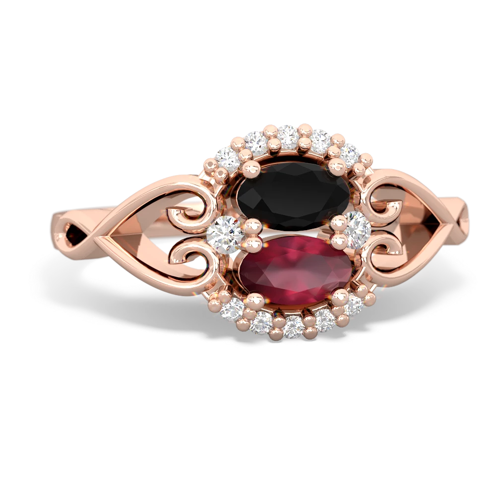 Onyx Love Nest 14K Rose Gold ring R5860