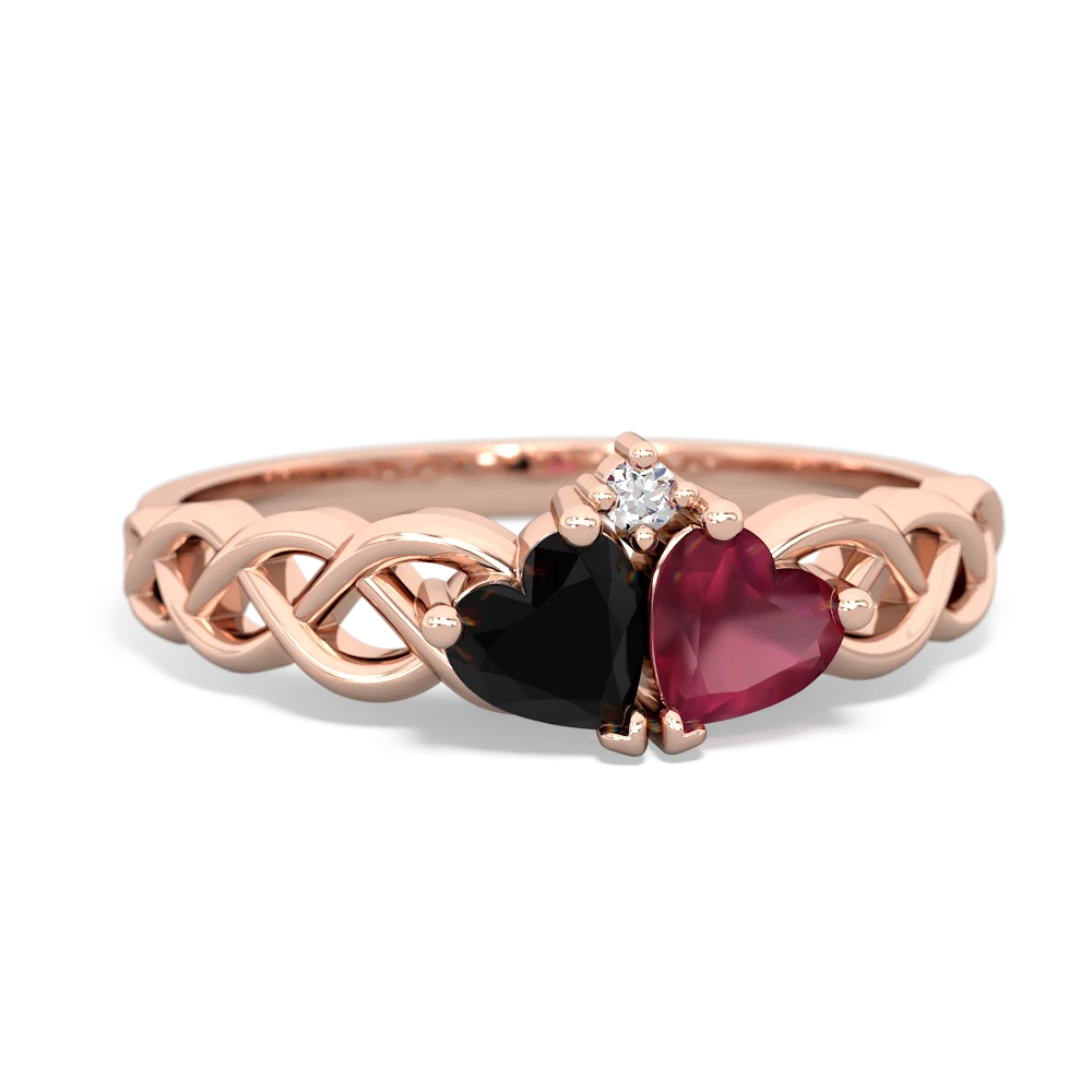 Onyx Heart To Heart Braid 14K Rose Gold ring R5870
