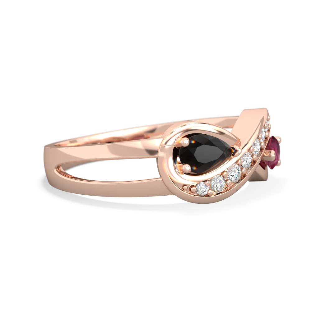 Onyx Diamond Infinity 14K Rose Gold ring R5390