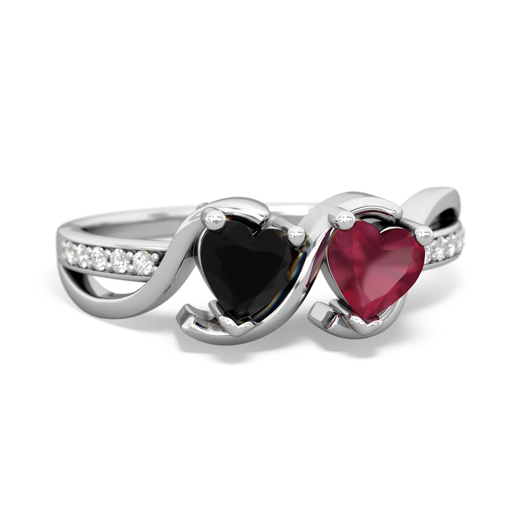 Onyx Side By Side 14K White Gold ring R3090