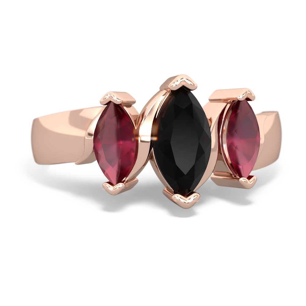 Onyx Three Peeks 14K Rose Gold ring R2433