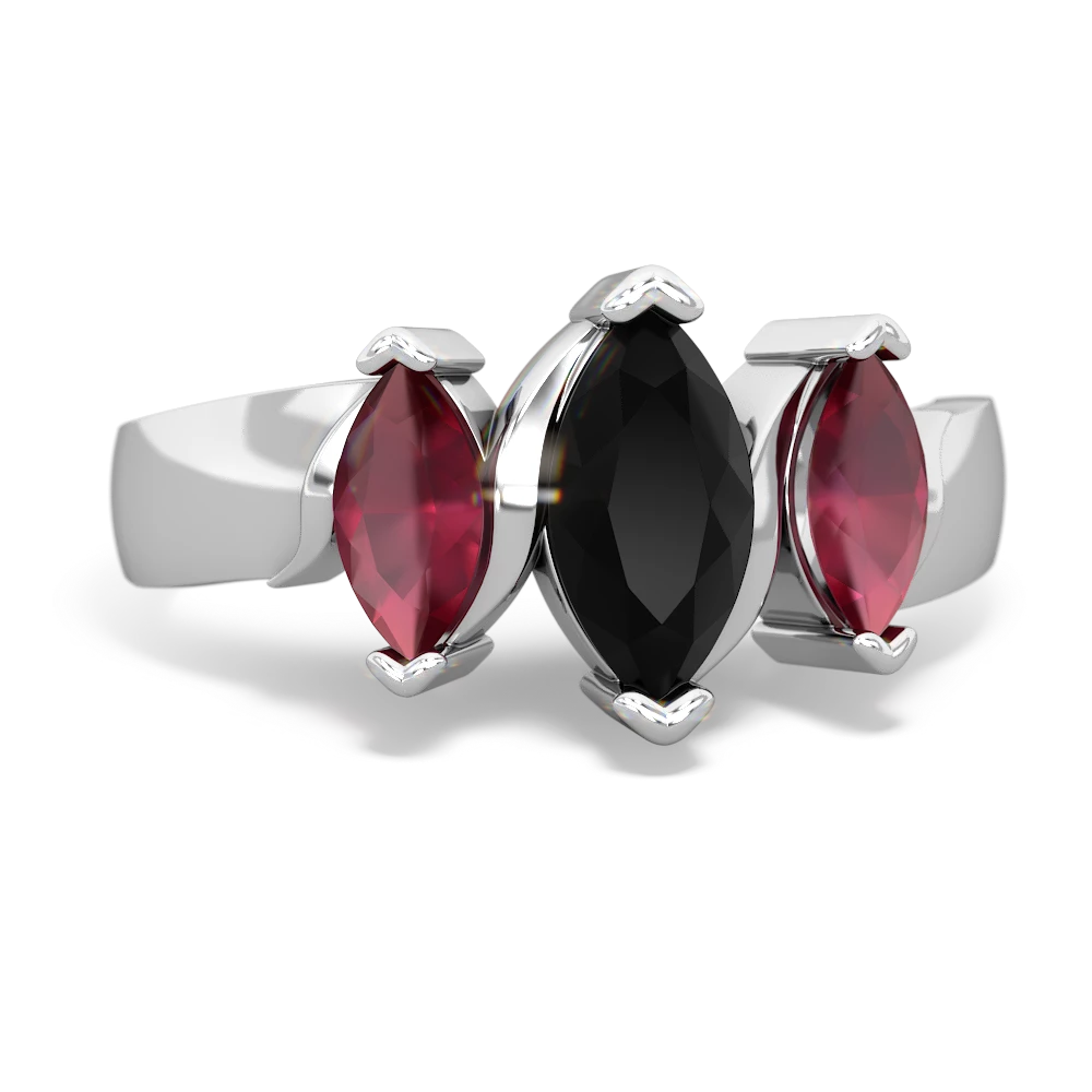 Onyx Three Peeks 14K White Gold ring R2433