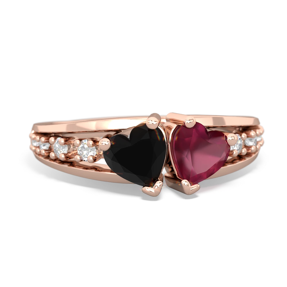 Onyx Heart To Heart 14K Rose Gold ring R3342