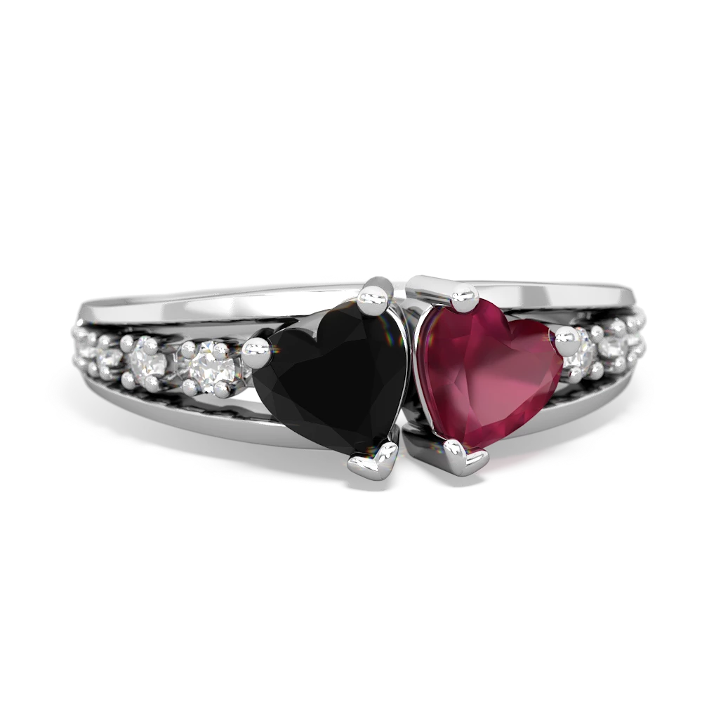 Onyx Heart To Heart 14K White Gold ring R3342