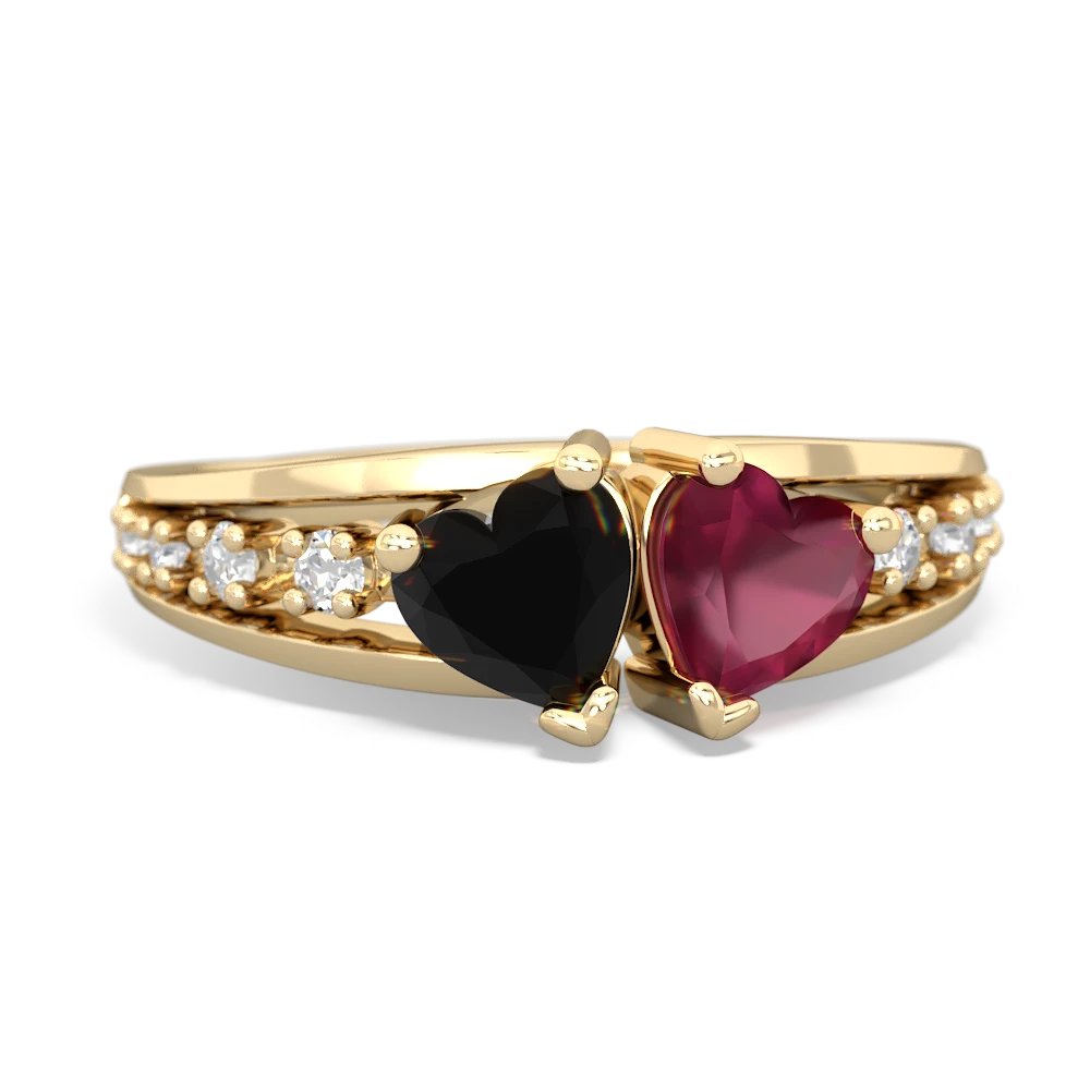 Onyx Heart To Heart 14K Yellow Gold ring R3342