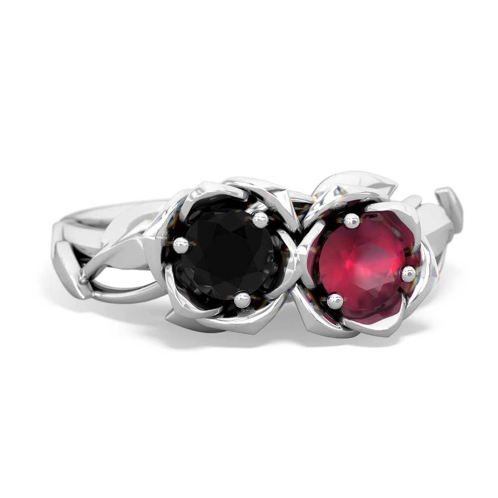 Onyx Rose Garden 14K White Gold ring R5510