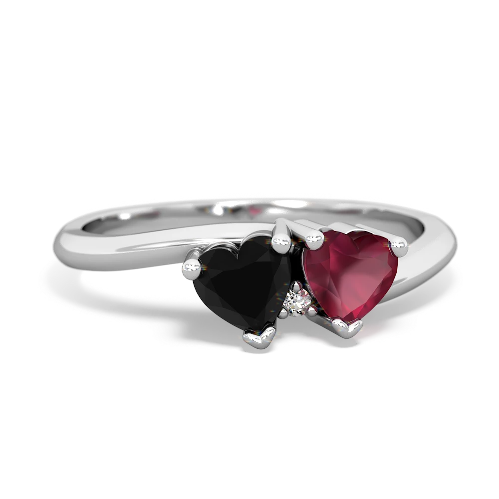 Onyx Sweethearts 14K White Gold ring R5260