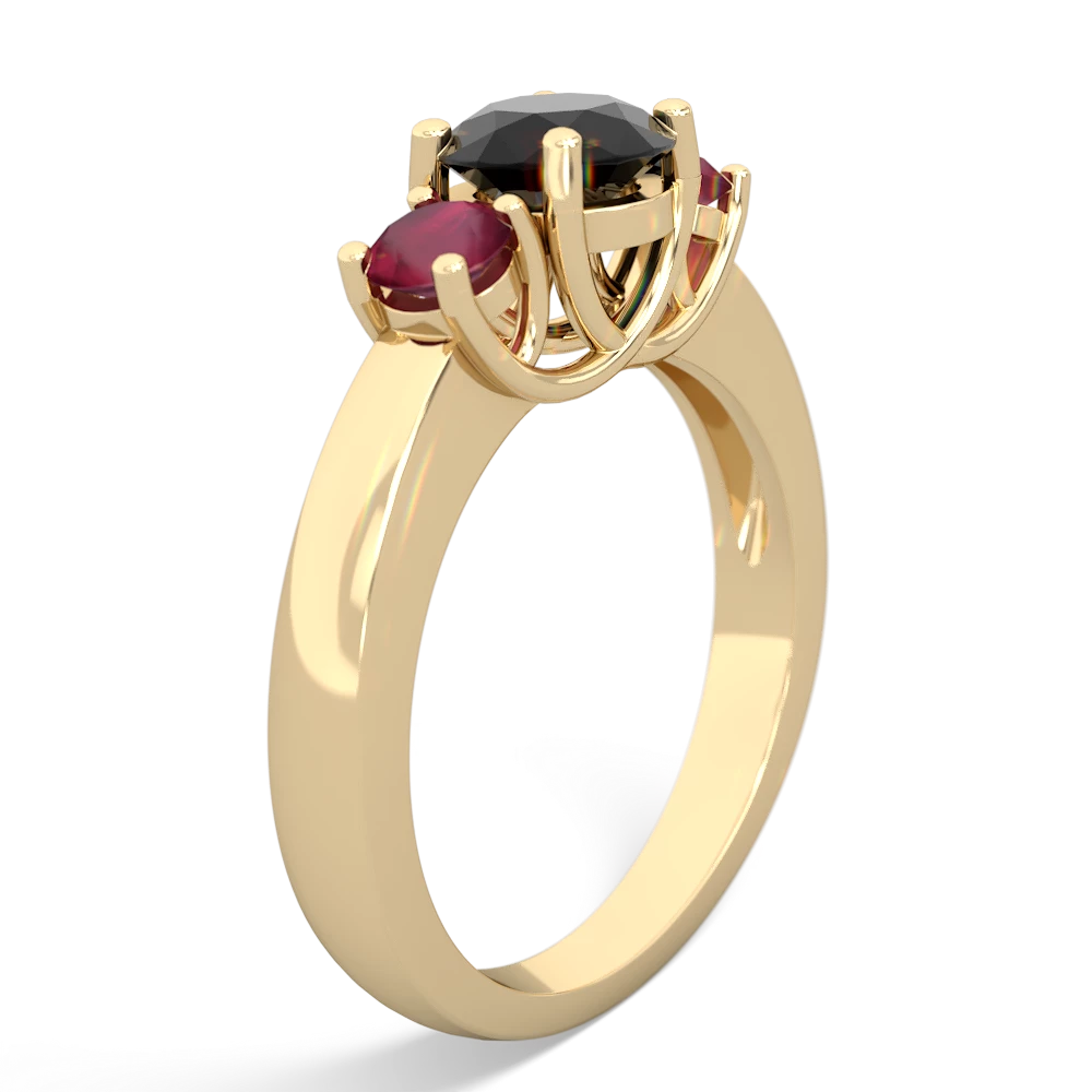 Onyx Three Stone Round Trellis 14K Yellow Gold ring R4018