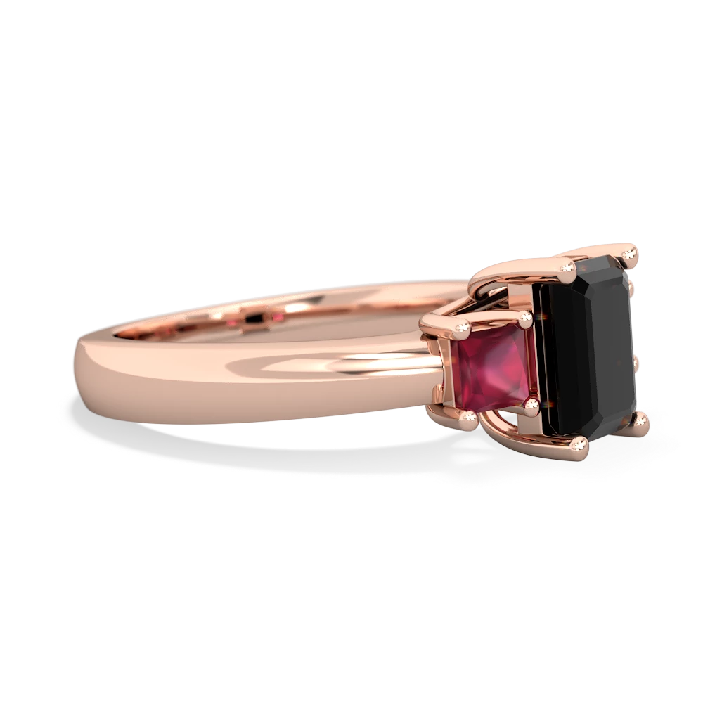 Onyx Three Stone Emerald-Cut Trellis 14K Rose Gold ring R4021