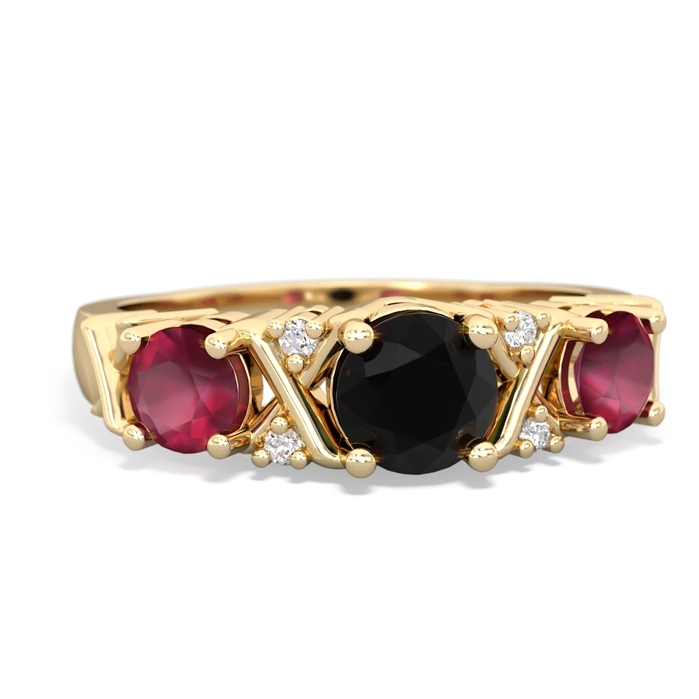 Onyx Hugs And Kisses 14K Yellow Gold ring R5016