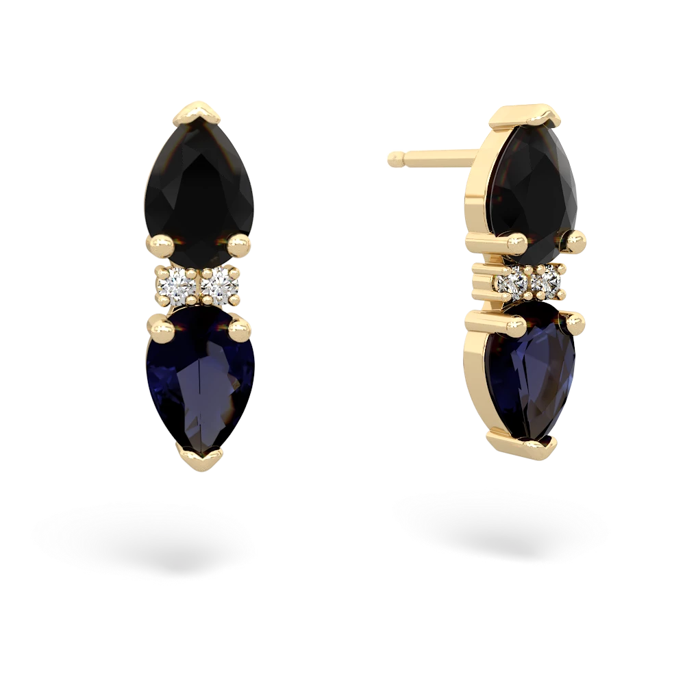 Onyx Bowtie Drop 14K Yellow Gold earrings E0865