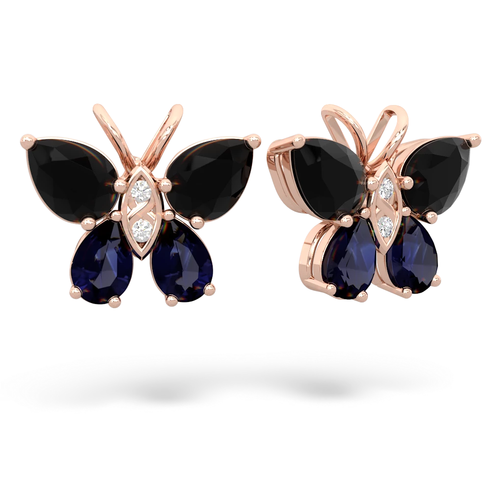 Onyx Butterfly 14K Rose Gold earrings E2215