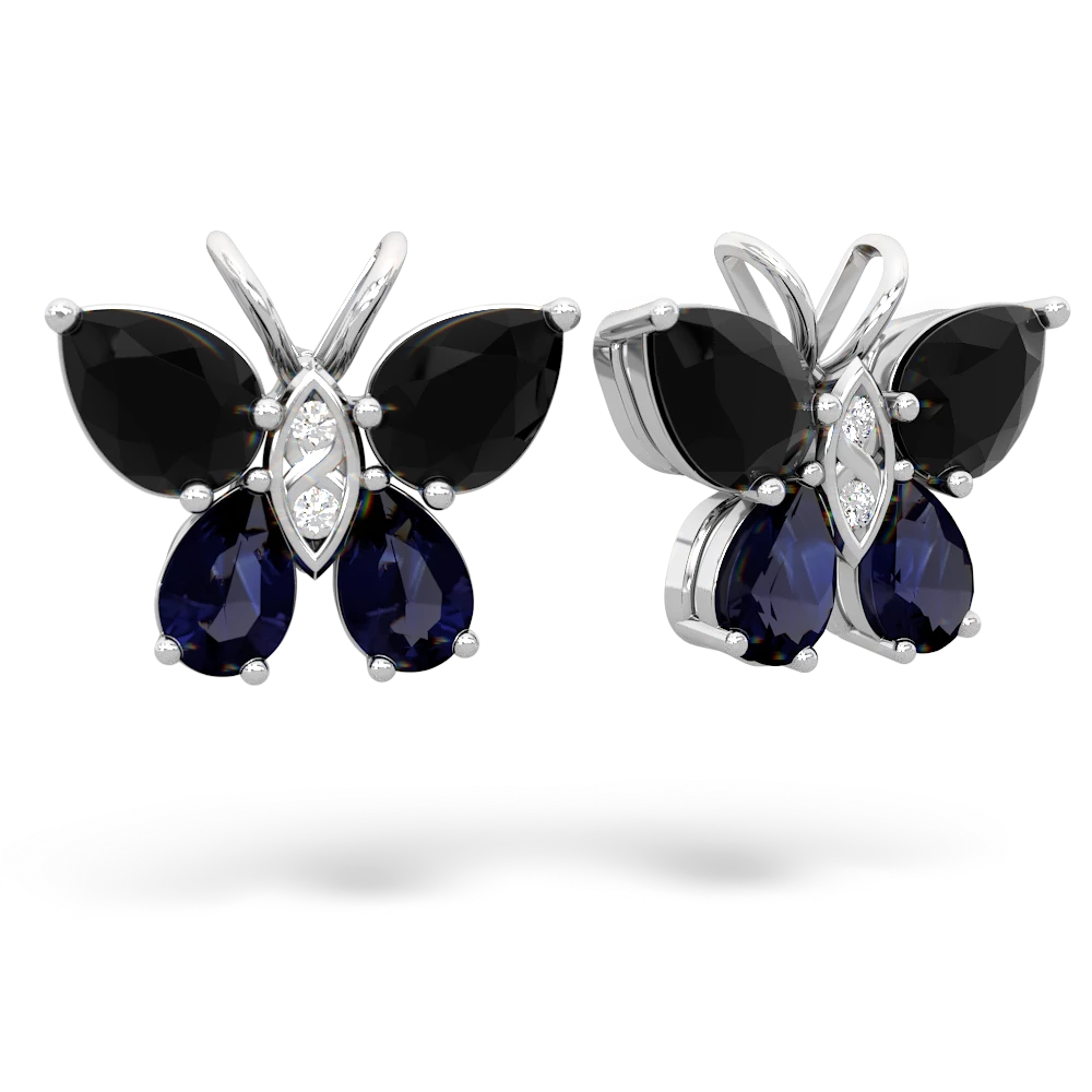 Onyx Butterfly 14K White Gold earrings E2215