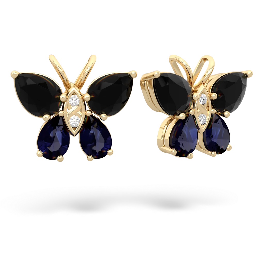 Onyx Butterfly 14K Yellow Gold earrings E2215