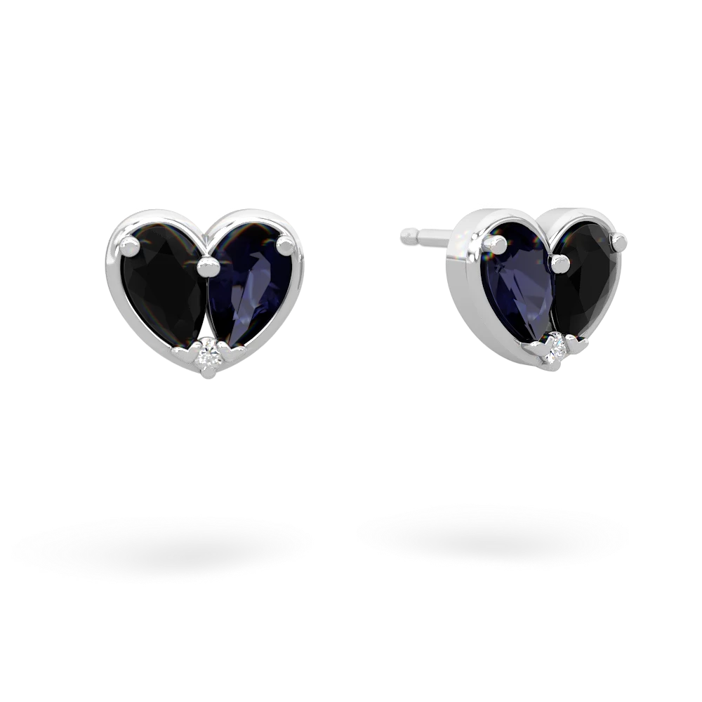 Onyx 'Our Heart' 14K White Gold earrings E5072