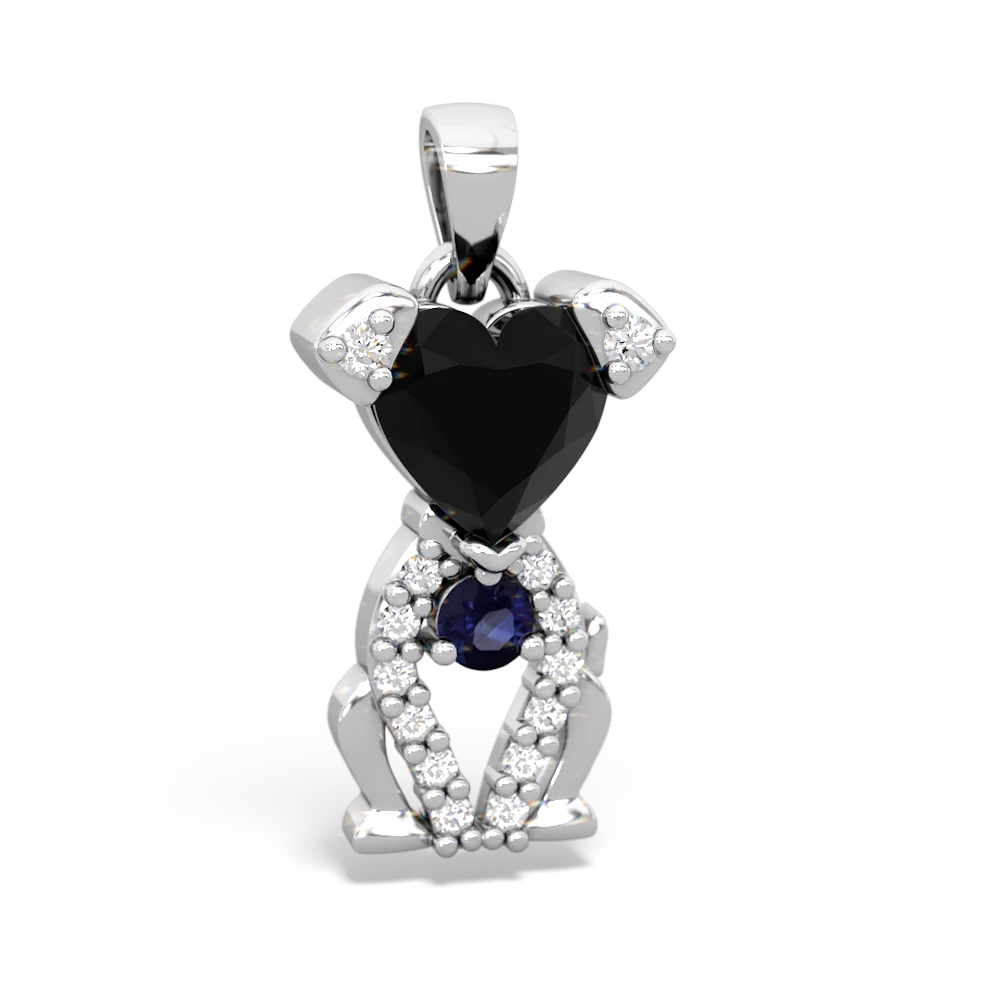 Onyx Puppy Love 14K White Gold pendant P5800