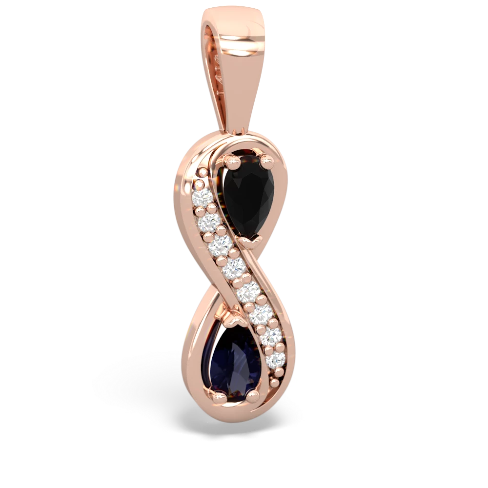 Onyx Diamond Infinity 14K Rose Gold pendant P5390