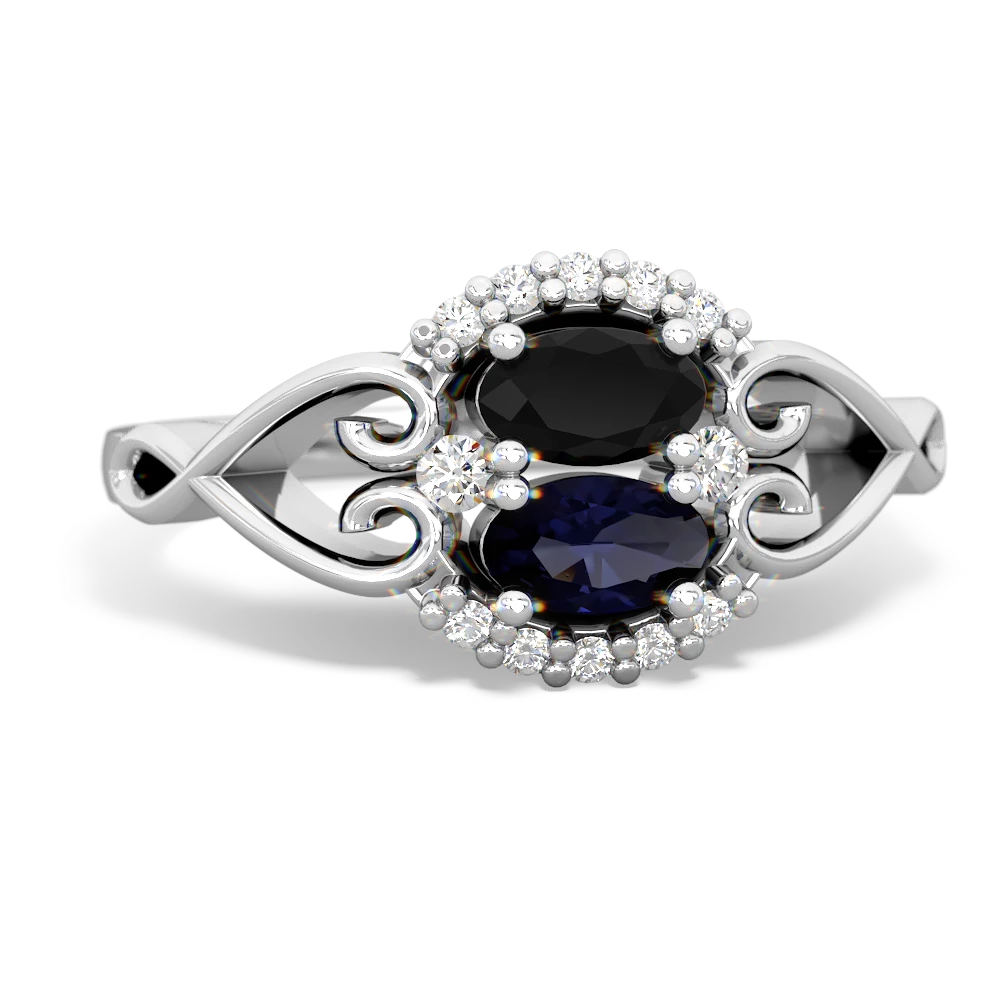 Onyx Love Nest 14K White Gold ring R5860