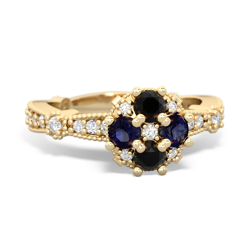 Onyx Sparkling Tiara Cluster 14K Yellow Gold ring R26293RD