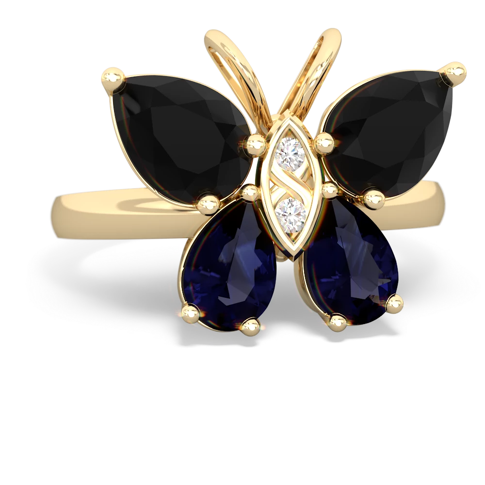 Onyx Butterfly 14K Yellow Gold ring R2215