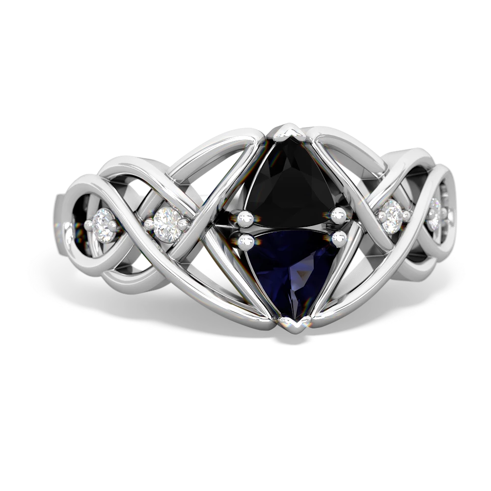 Onyx Keepsake Celtic Knot 14K White Gold ring R5300