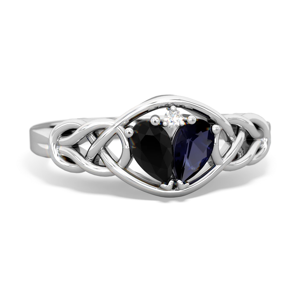 Onyx Celtic Love Knot 14K White Gold ring R5420