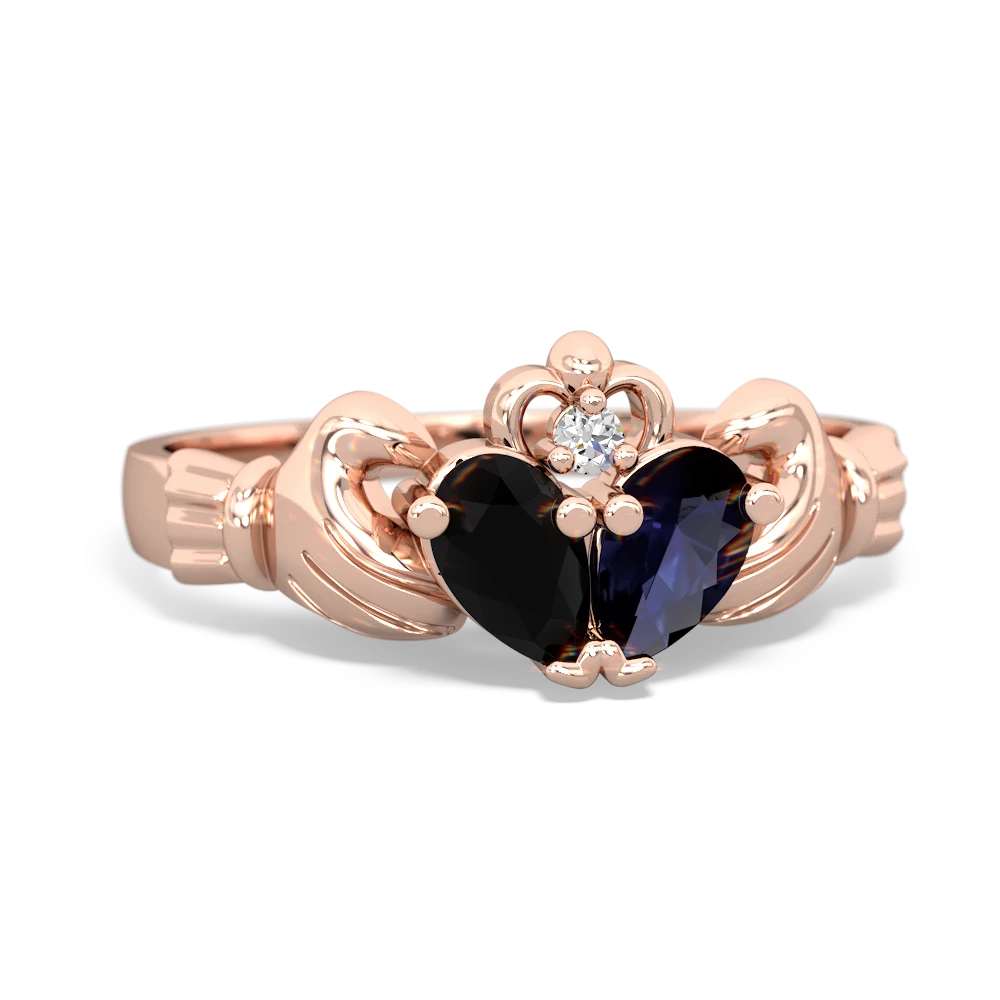 Onyx 'Our Heart' Claddagh 14K Rose Gold ring R2388