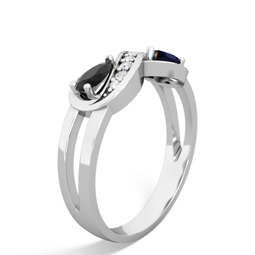 Onyx Diamond Infinity 14K White Gold ring R5390