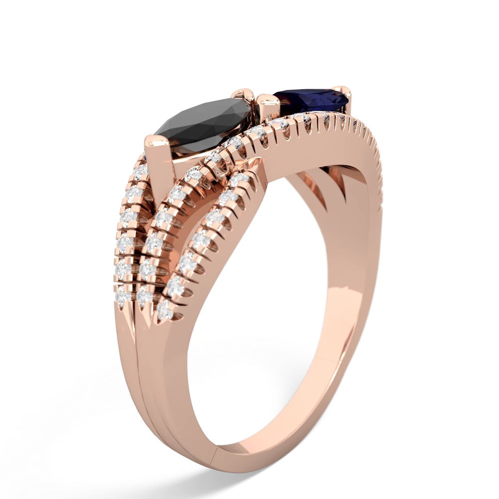 Onyx Diamond Rivers 14K Rose Gold ring R3070