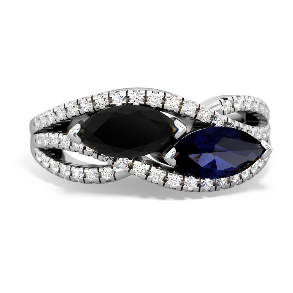 Onyx Diamond Rivers 14K White Gold ring R3070