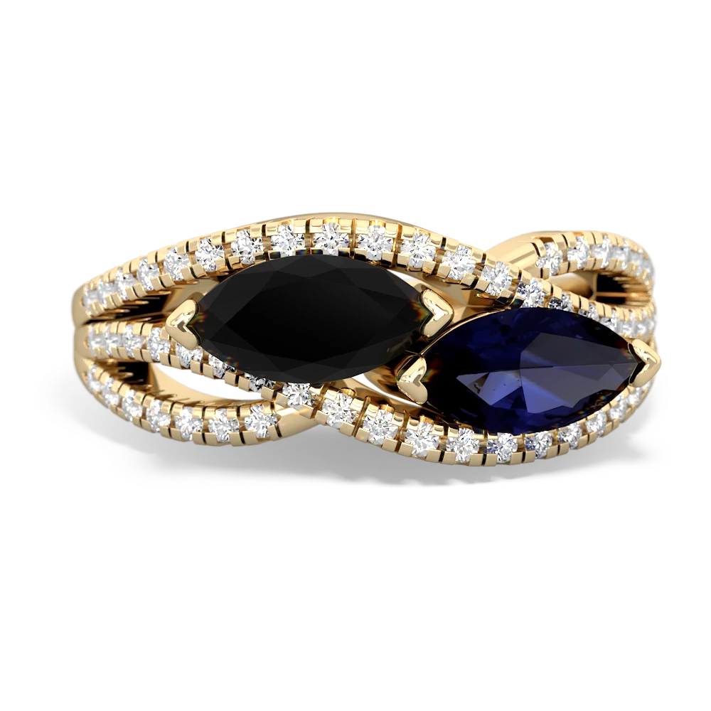 Onyx Diamond Rivers 14K Yellow Gold ring R3070