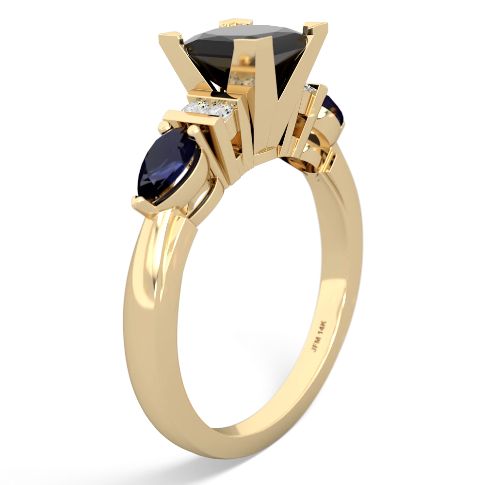 Onyx 6Mm Princess Eternal Embrace Engagement 14K Yellow Gold ring C2002