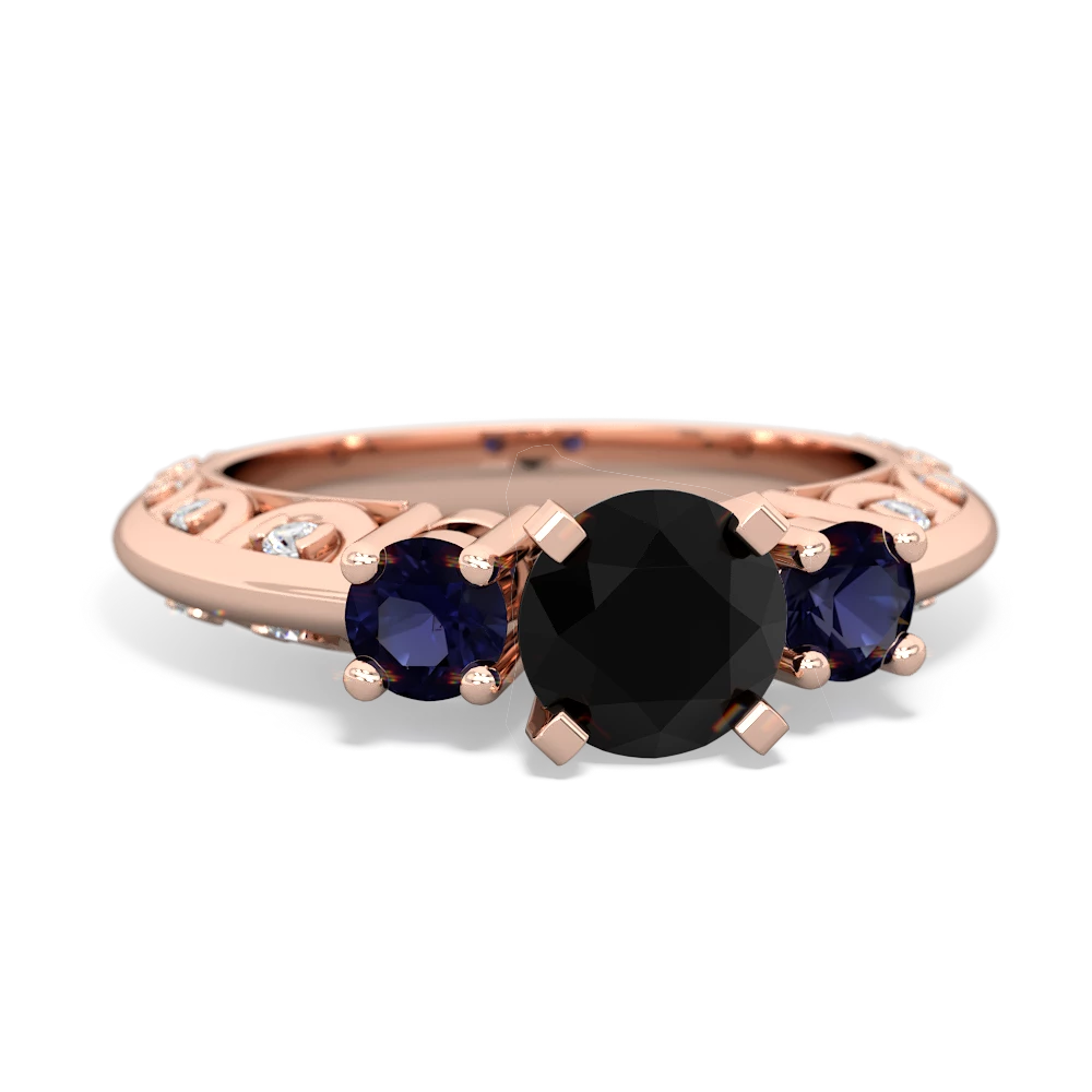 Onyx Art Deco Eternal Embrace Engagement 14K Rose Gold ring C2003