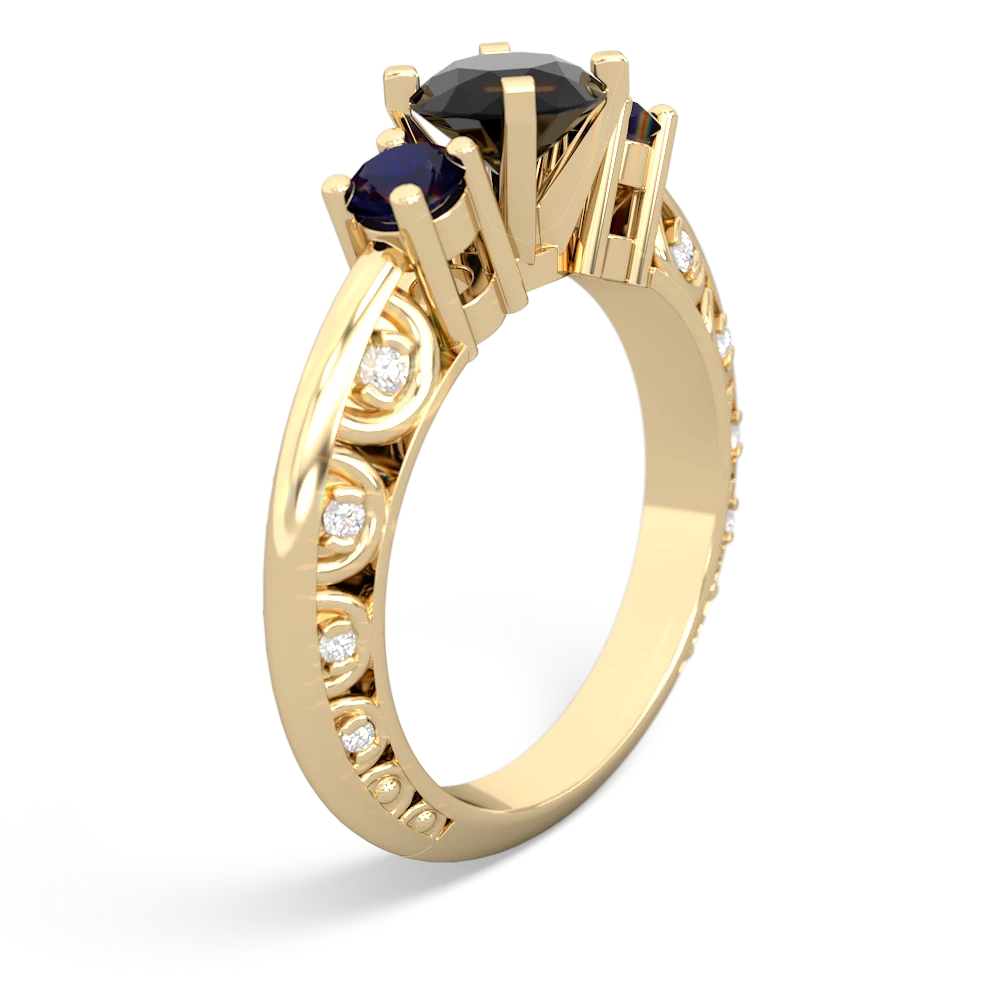 Onyx Art Deco Eternal Embrace Engagement 14K Yellow Gold ring C2003