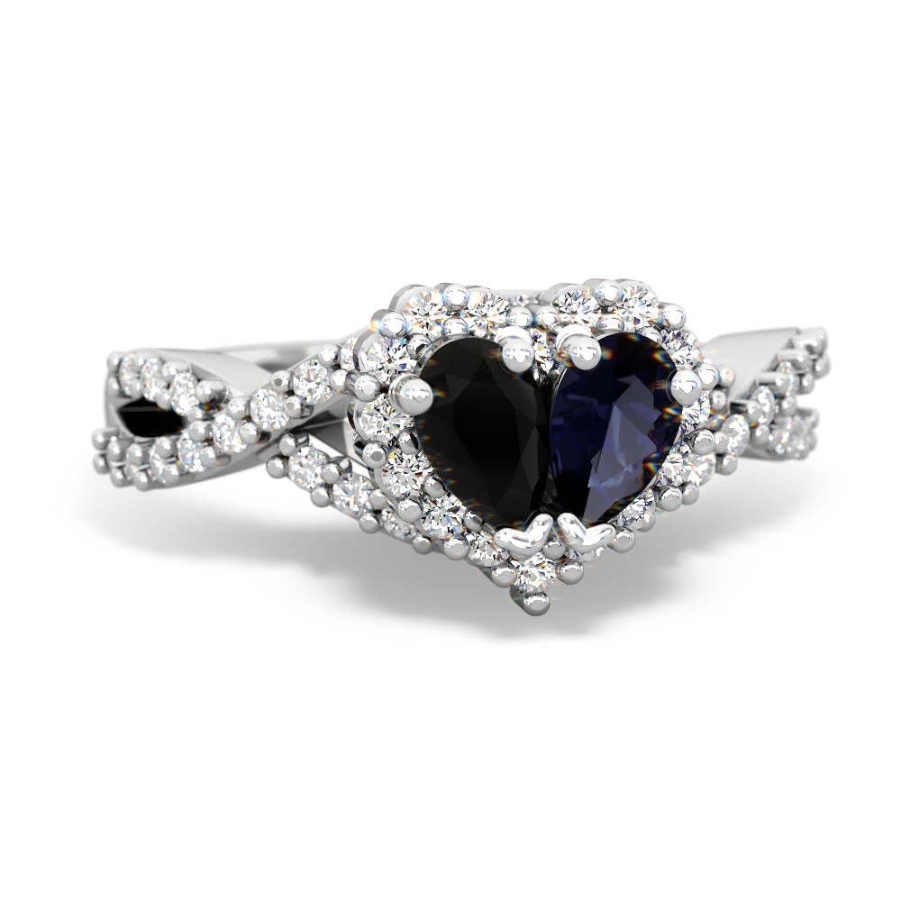 Onyx Diamond Twist 'One Heart' 14K White Gold ring R2640HRT