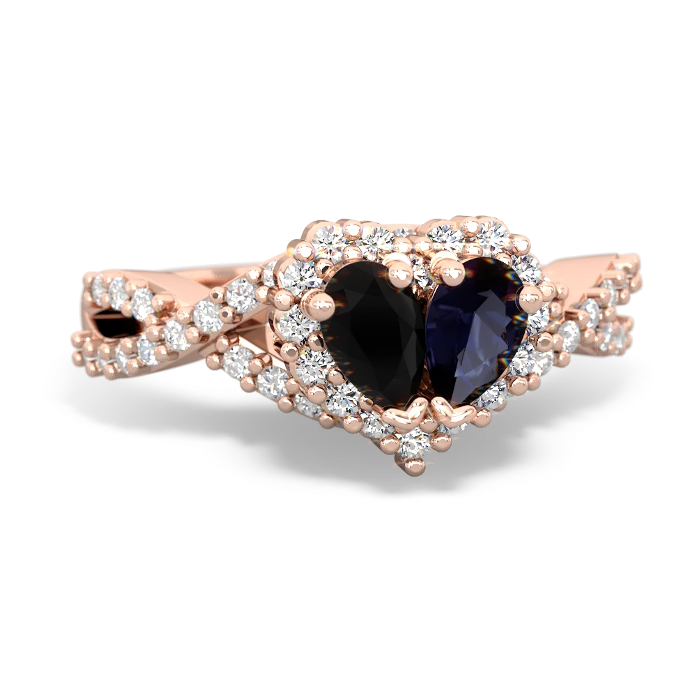 Onyx Diamond Twist 'One Heart' 14K Rose Gold ring R2640HRT