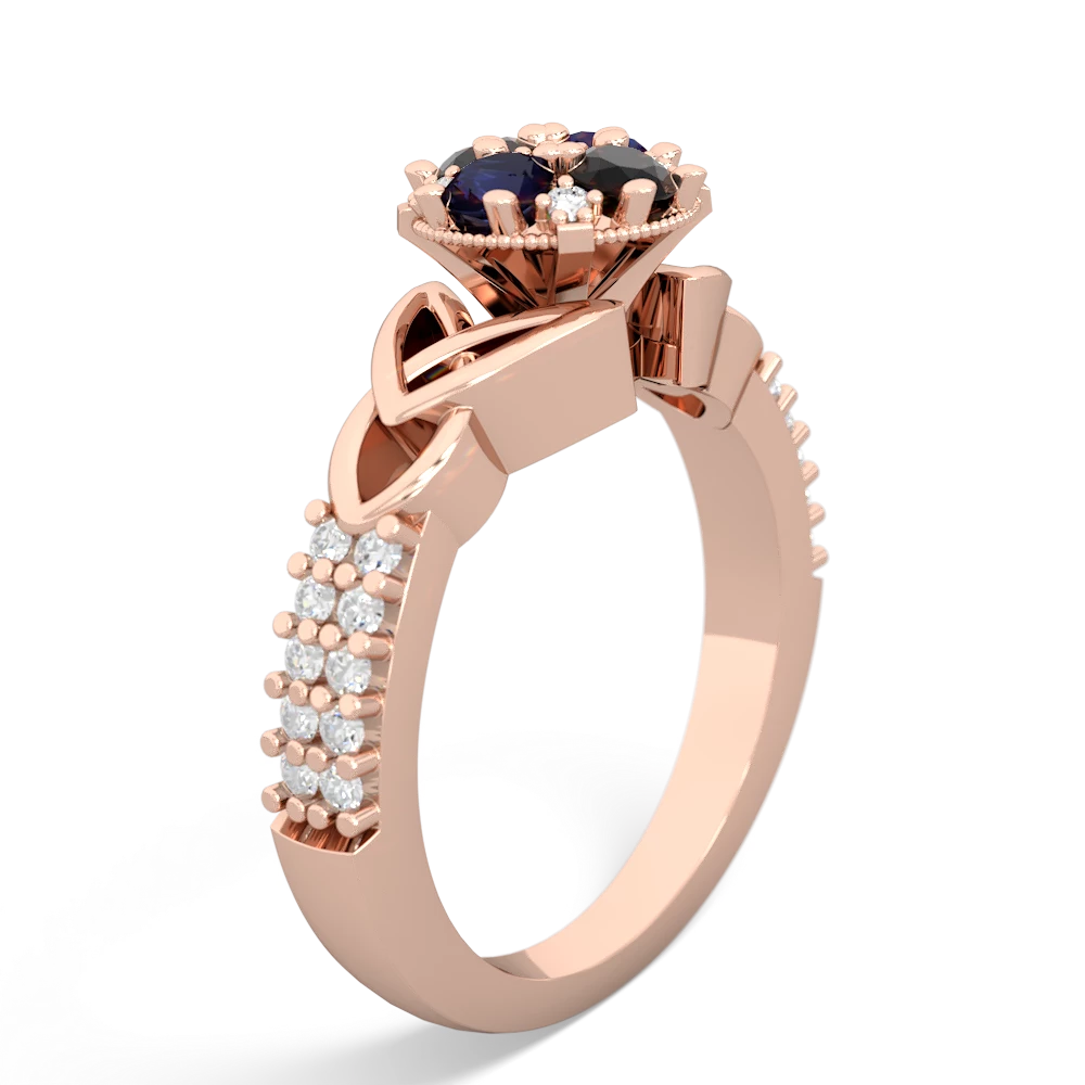 Onyx Celtic Knot Cluster Engagement 14K Rose Gold ring R26443RD