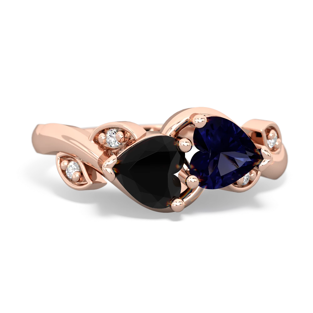 Onyx Floral Elegance 14K Rose Gold ring R5790