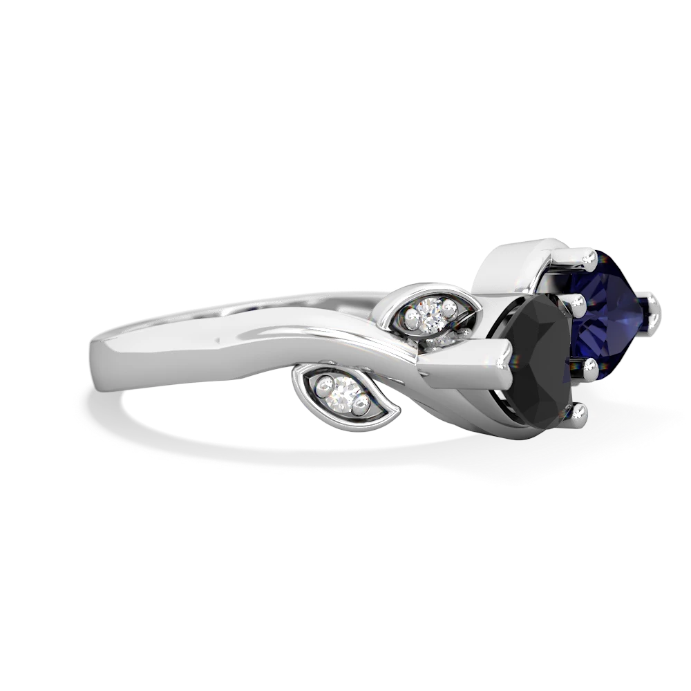 Onyx Floral Elegance 14K White Gold ring R5790